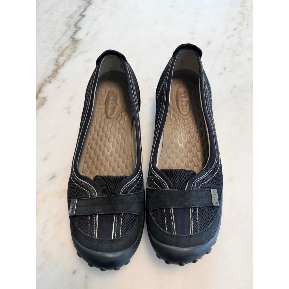 Privo by Clarks Womens Black Mesh Leather Slip On Ballet Flats 75646 9.5M